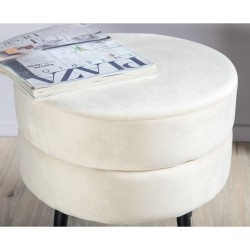 Venture Home Pouf Pot 40x40x40 cm Velluto Nero e Beige Chiaro