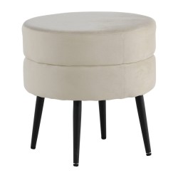 Venture Home Pouf Pot 40x40x40 cm Velluto Nero e Beige Chiaro