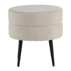 Venture Home Pouf Pot 40x40x40 cm Velluto Nero e Beige Chiaro