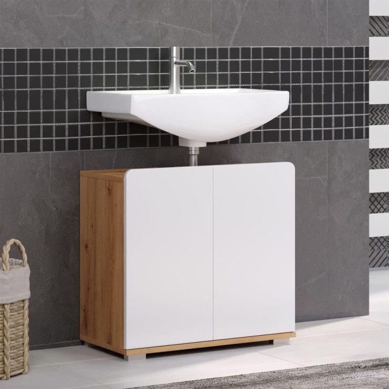 Trendteam Unità Lavabo Clara Bianco e Rovere Artigianale