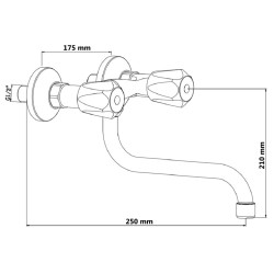 SCHÜTTE Miscelatore Lavandino con 2 Maniglie a Parete BRILLANT Cromato