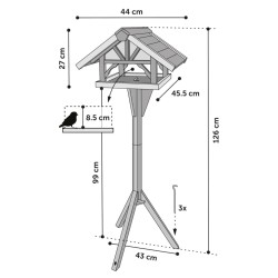 FLAMINGO Mangiatoia Uccelli con Supporto Vintro 44x45,5x126cm Naturale