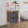 HI Scaffale Multifunzionale Bagno con 2 Cassetti 42,3x33x96 cm Bambù