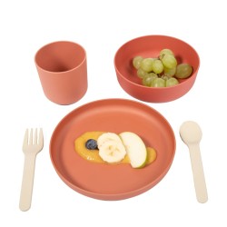 Bo Jungle Set di Stoviglie per Bambini 5 pz CPLA Terracotta