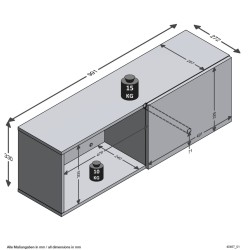 FMD Appendiabiti a Muro con Scomparto 99,1x27,2x33 cm Nero