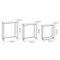 Rousseau Set di Tavolini 3 pz Triplex in Metallo Multicolore