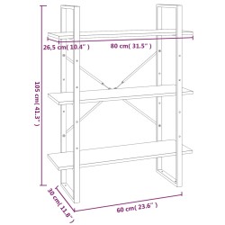 Libreria 5 Ripiani Rovere Marrone 80x30x175cm Legno ingegnerizzato