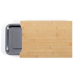 Livoo Tagliere con Cassetto in Legno Beige