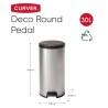 Curver Pattumiera a Pedale Deco Rotonda 30 L Argento