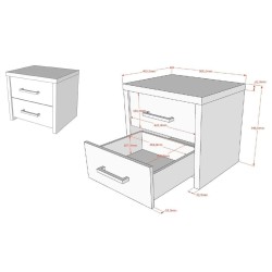 Vipack Comodino Aline con 2 Cassetti Rovere Chiaro