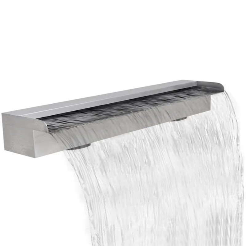    Fontana a Cascata per Giardino Rettangolare Acciaio Inox 90 cm