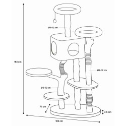 FLAMINGO Albero Tiragraffi Gatti Yuna 100x74x163 cm Bianco e Naturale