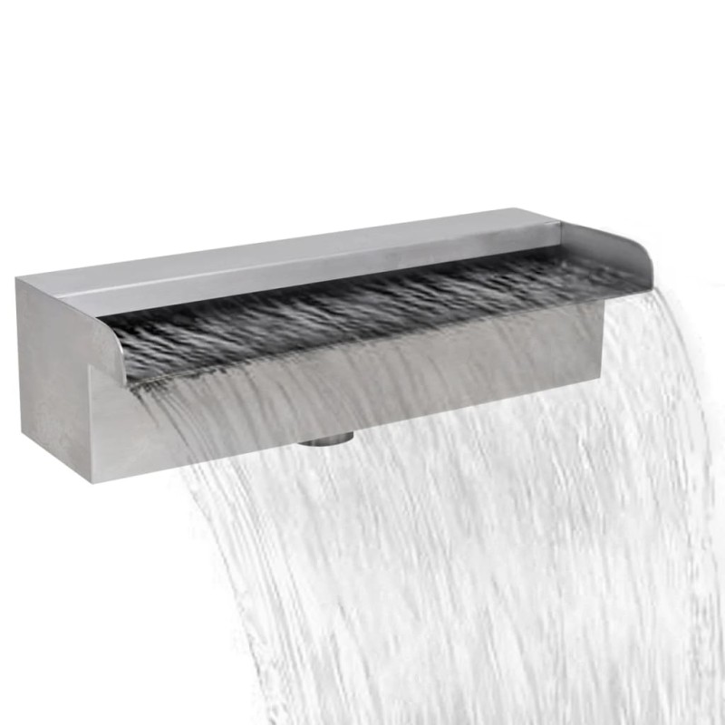    Fontana a Cascata per Giardino Rettangolare Acciaio Inox 30 cm