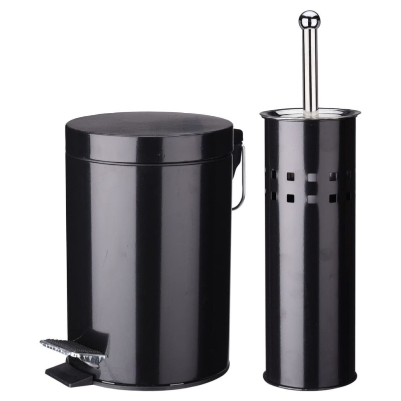 Excellent Houseware Set da Bagno 2 pz in Acciaio Inox Nero