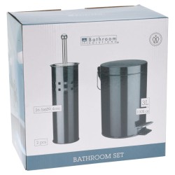 Excellent Houseware Set da Bagno 2 pz in Acciaio Inox Nero