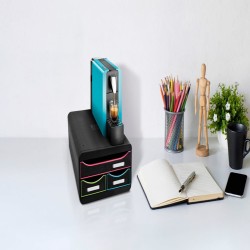 Exacompta Set da Scrivania con 3 Cassetti Small-Box Black Office Nero