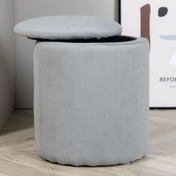 Venture Home Pouf Limpen 32x32x40 cm Velluto a Coste Grigio