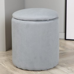 Venture Home Pouf Limpen 32x32x40 cm Velluto a Coste Grigio