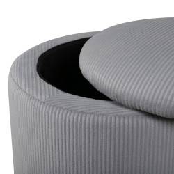 Venture Home Pouf Limpen 32x32x40 cm Velluto a Coste Grigio