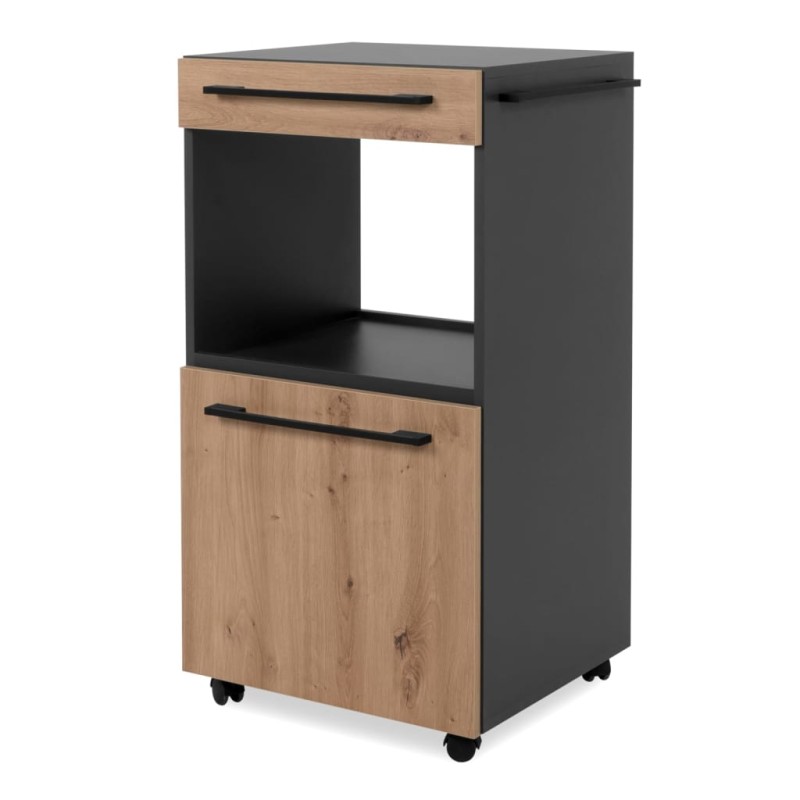 Finori Credenza con Rotelle Palma 35A Antracite e Rovere Artigianale