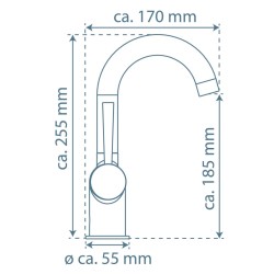 SCHÜTTE Miscelatore Lavabo CORNWALL con Maniglia Laterale Nero Opaco