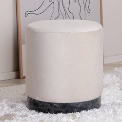 Venture Home Pouf Benji 35x35x42,5 cm Velluto Beige e Nero