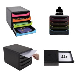 Exacompta Set da Scrivania con 4 Cassetti Big-Box Black Office Nero