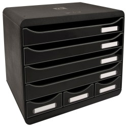 Exacompta Set Cassetti Scrivania Store-Box con 7 Cassetti Nero Lucido