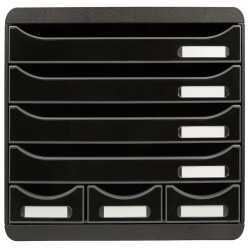 Exacompta Set Cassetti Scrivania Store-Box con 7 Cassetti Nero Lucido