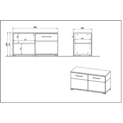 Germania Scarpiera Topix 96x40x50,4 cm Bianca e Rovere