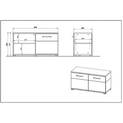 Germania Scarpiera Topix 96x40x50,4 cm Bianca e Cemento