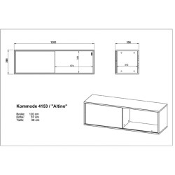 Germania Mensola con Anta Altino 120x35,6x36,6 cm Basalto Scuro Bianco