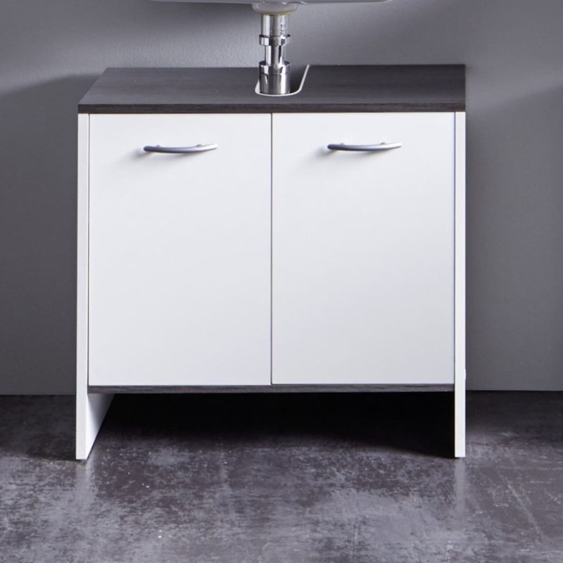 Trendteam Unità Lavabo con 2 Ripiani SanDiego Bianco e Argento Fumé