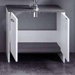 Trendteam Unità Lavabo con 2 Ripiani SanDiego Bianco e Argento Fumé