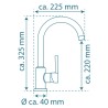 SCHÜTTE Miscelatore da Cucina con Beccuccio Rotondo CORNWALL Oro Opaco