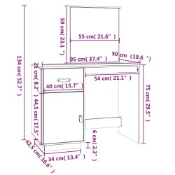    Toeletta Marrone Miele 95x50x134 cm in Legno Massello di Pino