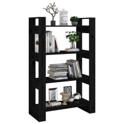    Libreria/Divisorio Nero 80x35x125 cm in Legno Massello di Pino