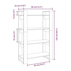    Libreria/Divisorio Nero 80x35x125 cm in Legno Massello di Pino