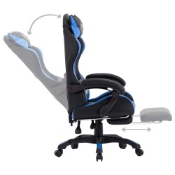    Sedia da Gaming con Poggiapiedi Blu e Nera in Similpelle