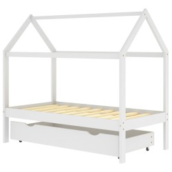 vidaXL Giroletto Bambini con Cassetto Bianco Pino Massello 80x160 cm