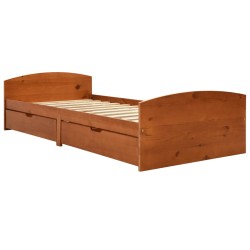 vidaXL Giroletto con 2 Cassetti Marrone Miele Legno di Pino 90x200 cm