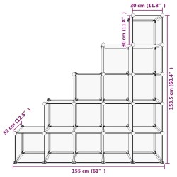 vidaXL Organizzatore Portaoggetti con 15 Cubi Trasparenti in PP