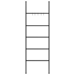 Scala Porta Asciugamani con 5 Livelli Nera 58x175 cm in Ferro