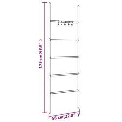 Scala Porta Asciugamani con 5 Livelli Nera 58x175 cm in Ferro