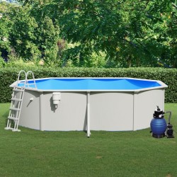 vidaXL Piscina con Pompa Filtro a Sabbia e Scaletta 490x360x120 cm