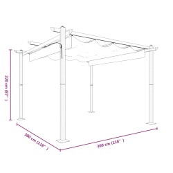 vidaXL Pergola da Giardino con Tetto Retrattile 3x3 m Crema