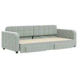 vidaXL Divano Letto Estraibile Cassetti Grigio Chiaro 90x200cm Velluto