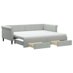 vidaXL Divano Letto Estraibile Cassetti Grigio Chiaro 90x200cm Velluto