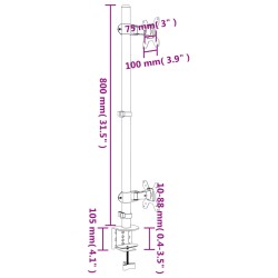 vidaXL Supporto per Monitor Doppio in Acciaio VESA 75/100 mm