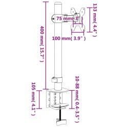 vidaXL Supporto per Monitor in Acciaio Nero VESA 75/100 mm